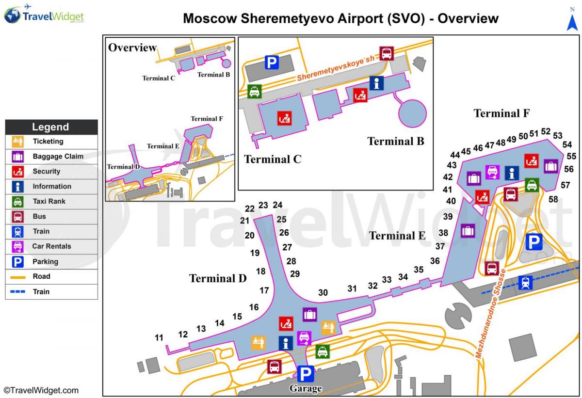 Sheremetyevo kaart van terminals