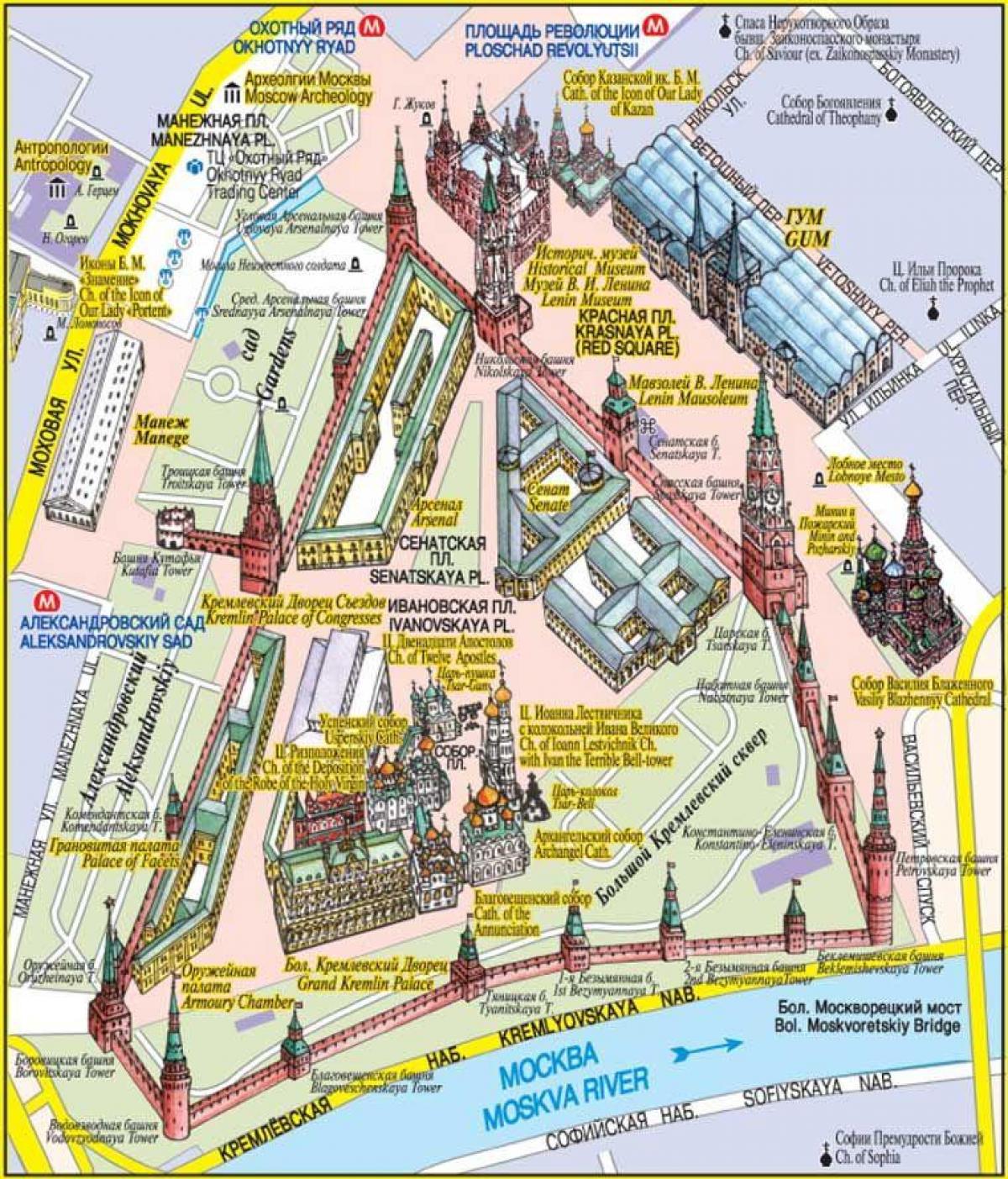 Het rode Plein in Moskou kaart