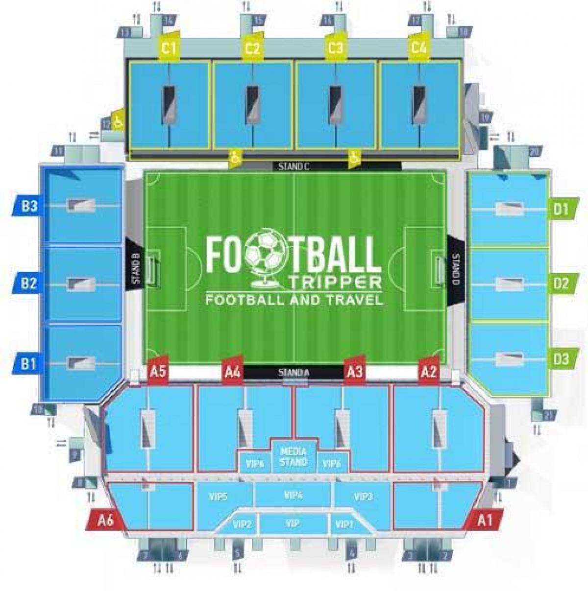 kaart van de Moskva-stadion