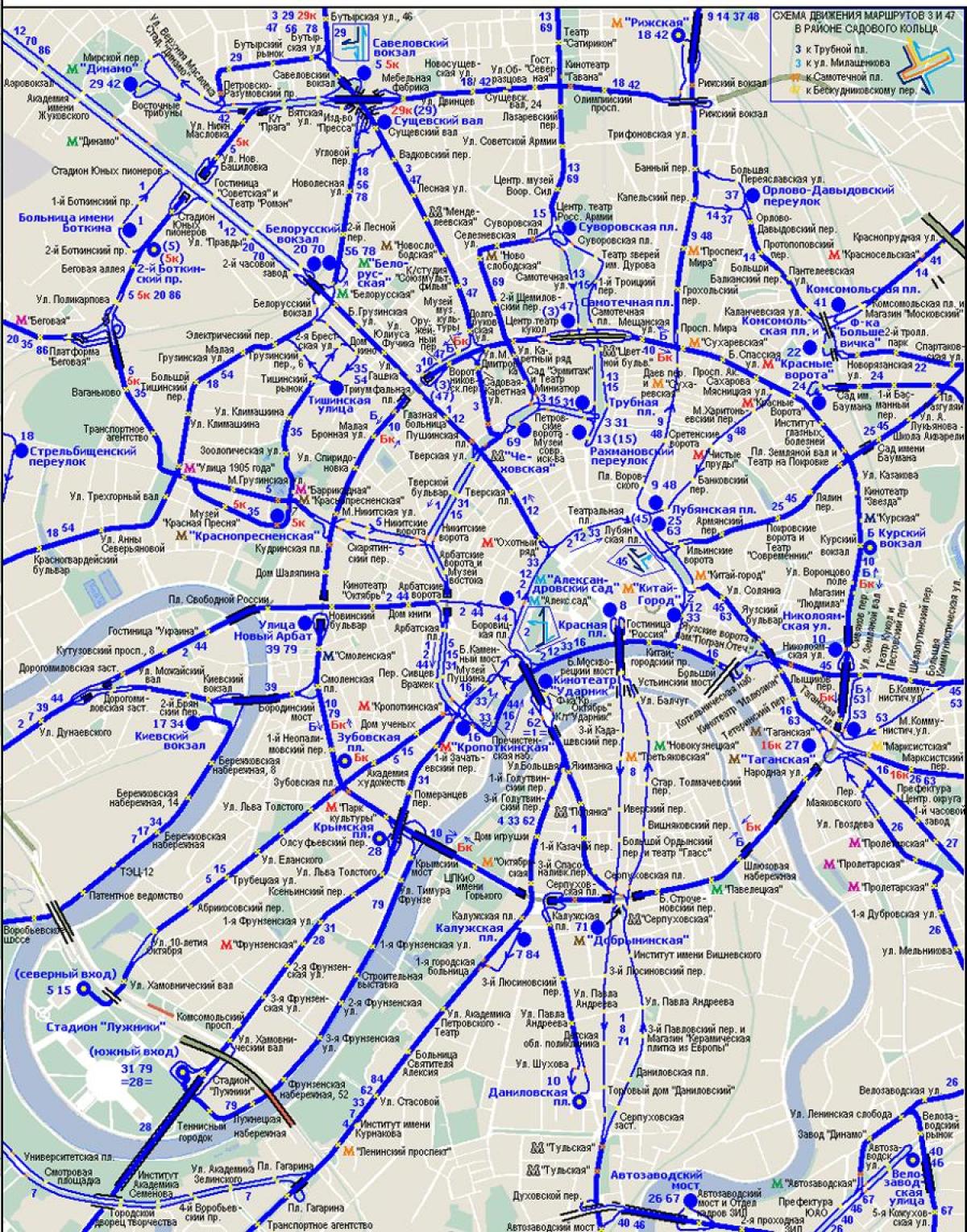 kaart van Moskou trolleybus