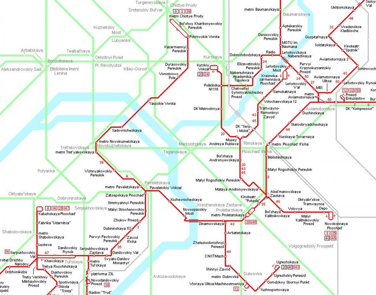 kaart van de Moskva tram