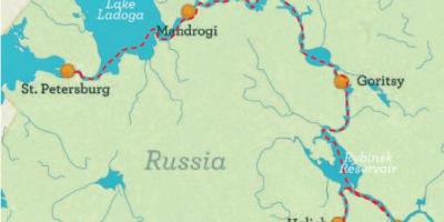 Kaart van Sint-Petersburg naar Moskou cruise